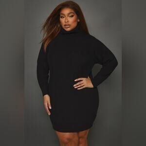 New Pretty Little Thing Women’s Turtleneck Soft Knit Sweater Dress Black US XL